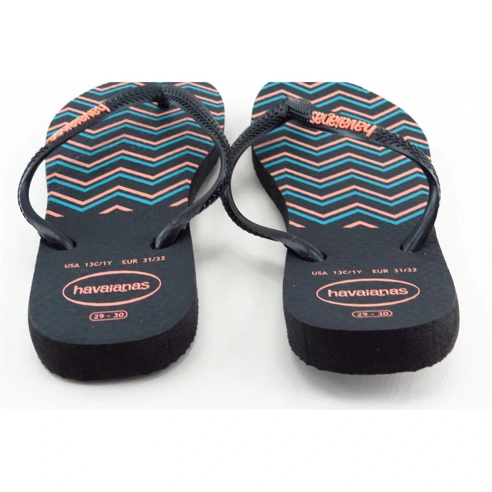 Havaianas Flip Flops Black Synthetic Toddler‎ Girls Size 13-1 Casual Sandals
